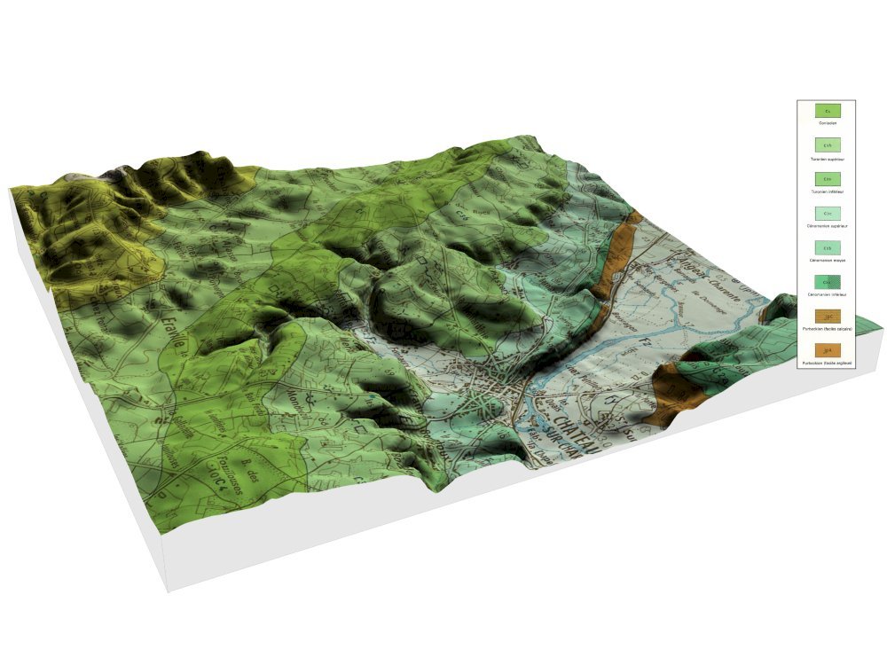 Rendu 3D carte géologique